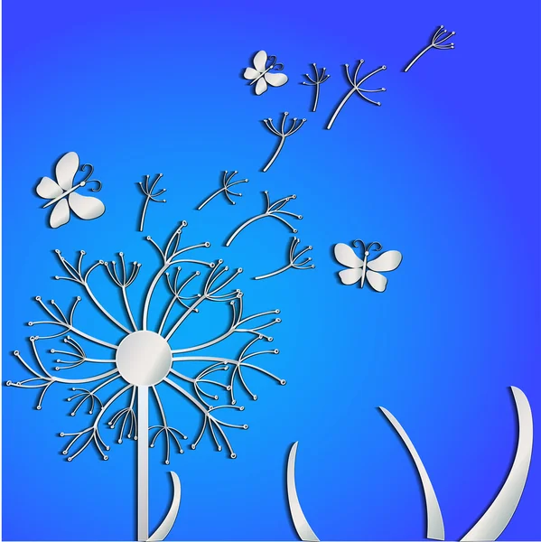 Dandelions mavi bir arka plan üzerinde — Stok Vektör