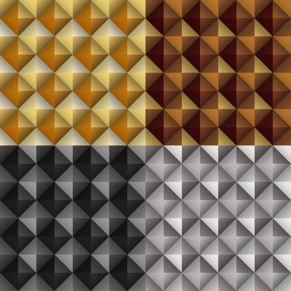 Geometrische metalen naadloze patronen set - vectorillustratie — Stockvector