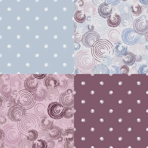 Set seamless patterns with circles - vector illustration — Stock Vector