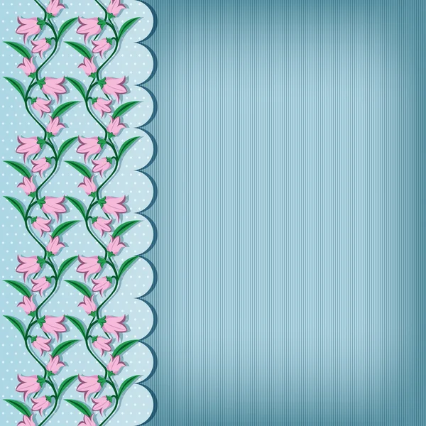 Fondo azul con flores y rayas - ilustración vectorial — Archivo Imágenes Vectoriales