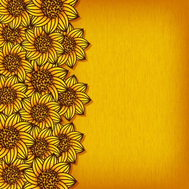 sarı arka plan ayçiçeği - vektör çizim ile