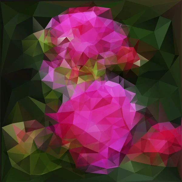 Polygonaler Hintergrund mit rosa Blüten - Vektorillustration — Stockvektor