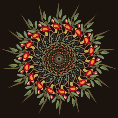 soyut dairesel desen elma ağacı - vektör çizim