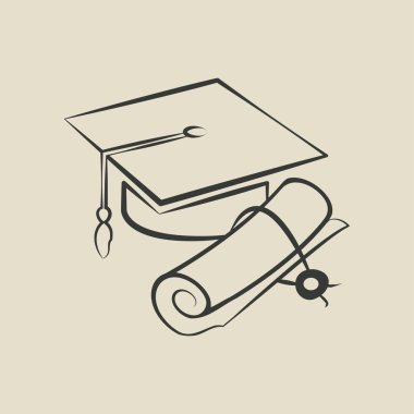 Mezuniyet kep ve diploma - vektör çizim