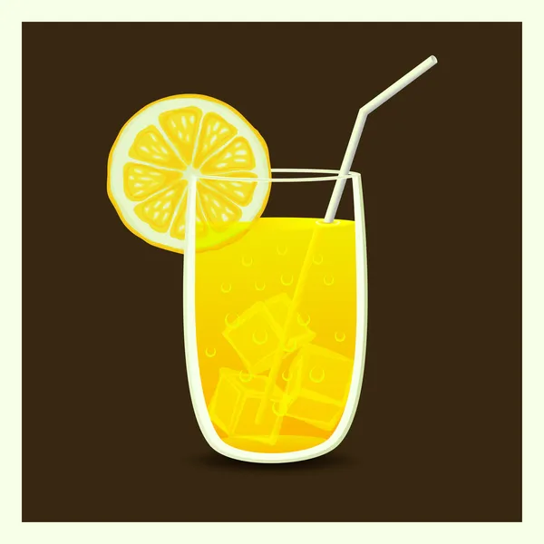 Drink in glas met stro - vectorillustratie — Stockvector