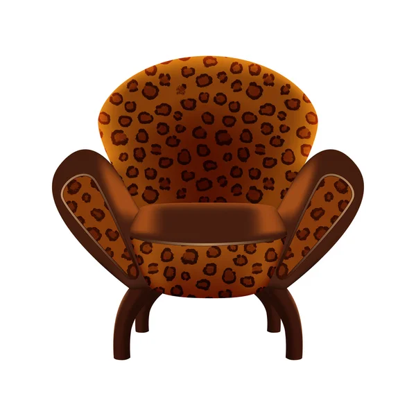 白の背景にヒョウ柄張りの椅子 — ストックベクタ