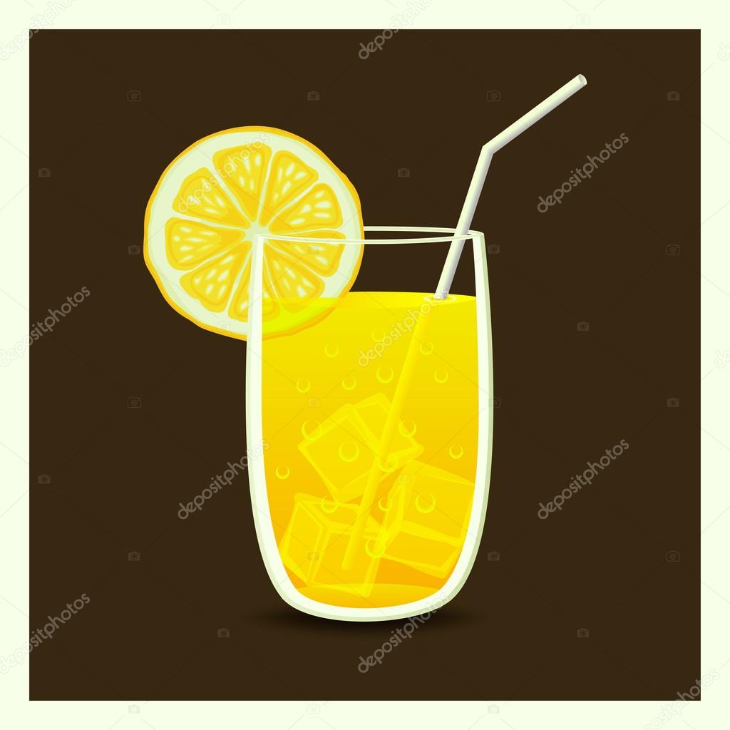 drink in glass with straw - vector illustration