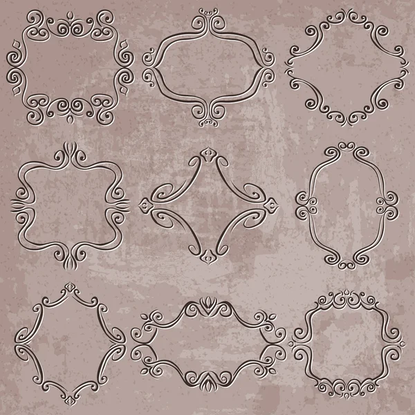 Set decoratieve frames op grungy achtergrond - vectorillustratie — Stockvector