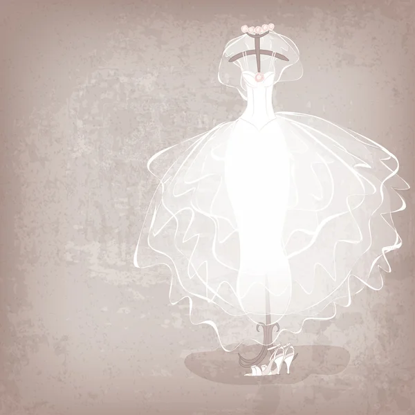 Abito da sposa su sfondo grungy - illustrazione vettoriale — Vettoriale Stock