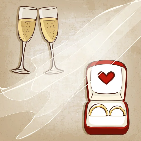 箱の中の結婚指輪 — ストックベクタ
