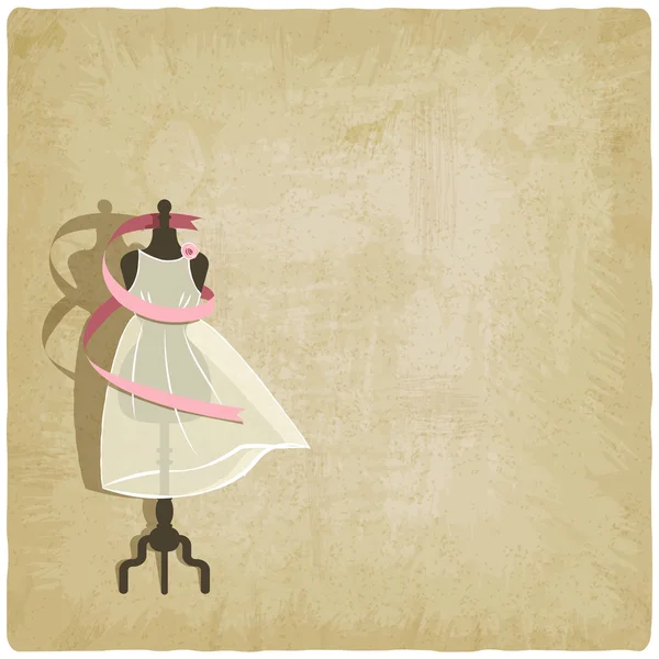 Vestido de novia sobre fondo de papel viejo — Vector de stock