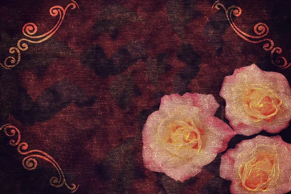 พื้นหลังวินเทจกับดอกกุหลาบ — ภาพถ่ายสต็อก