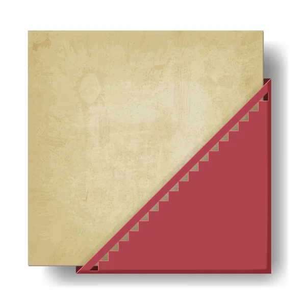 Viejo fondo de papel con esquina roja — Vector de stock