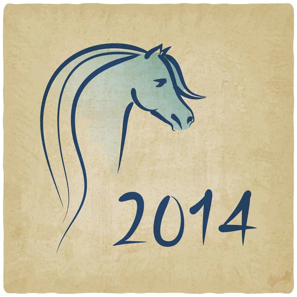 Año de fondo caballo azul 2014 — Vector de stock
