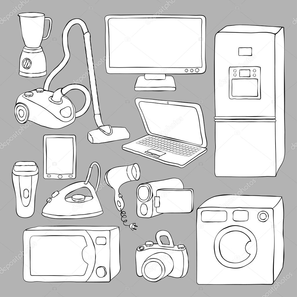 Home appliances and electronics icons