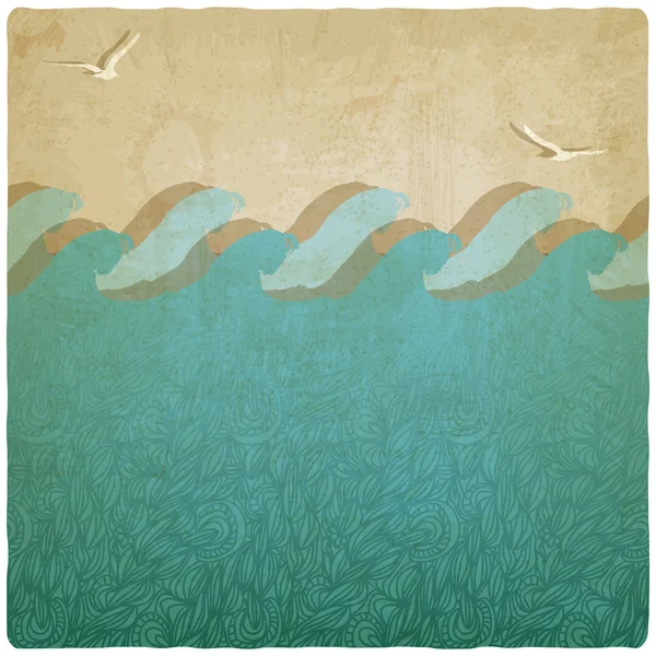 Vintage marine underwater background — Stock Vector