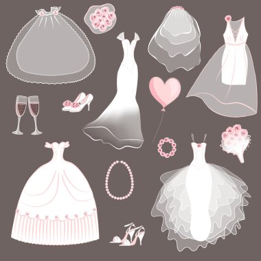 Wedding dresses set clipart
