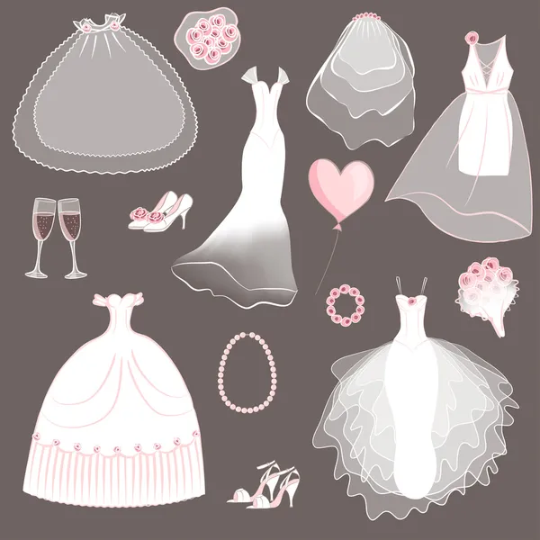 Robes de mariée ensemble — Image vectorielle