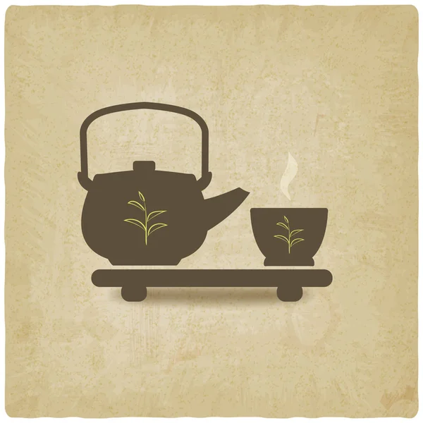 Ceremonia del té viejo fondo — Vector de stock