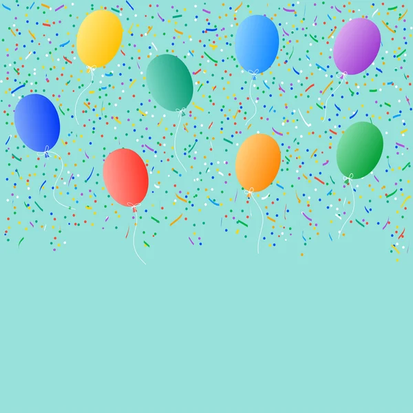 Globos de colores fondo confeti — Vector de stock