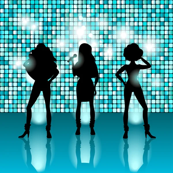 Singing girls disco style — Stock Vector