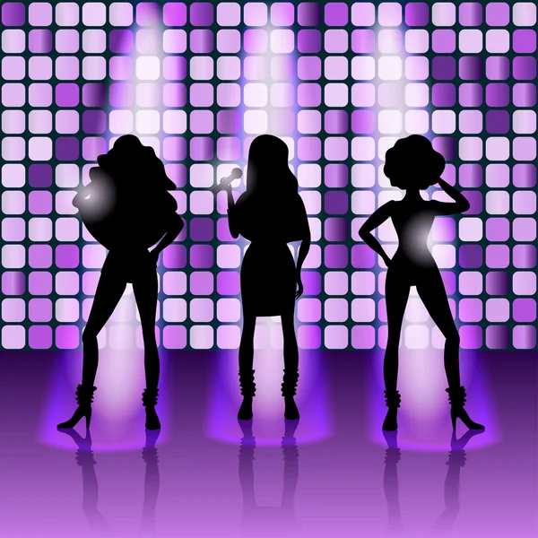 Filles chantantes style disco — Image vectorielle