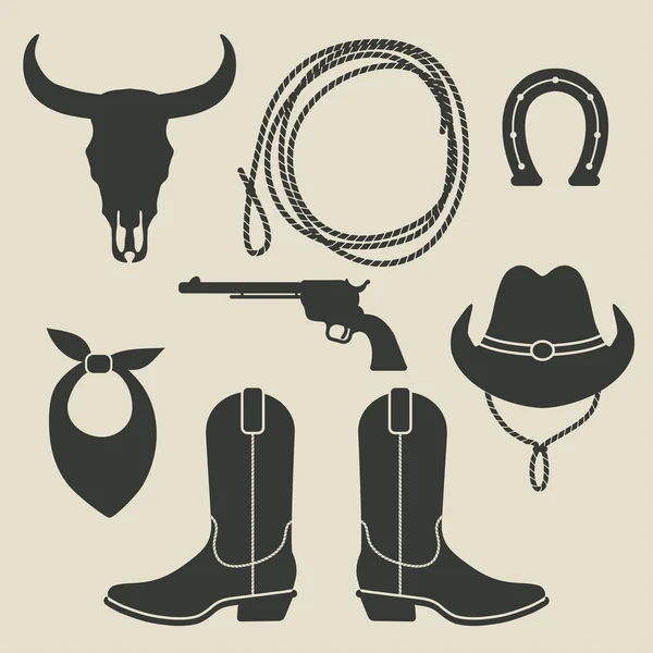 Cowboy rodeo set — Stock Vector