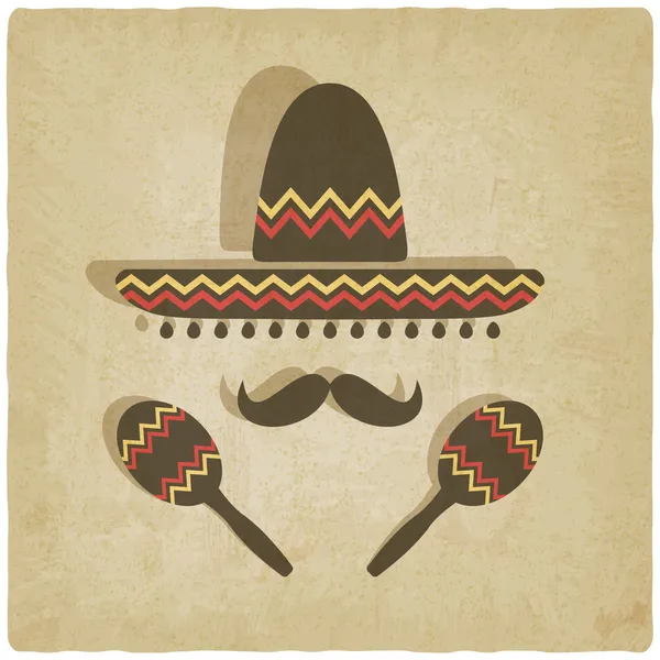 Sombrero mexicano viejo fondo — Vector de stock