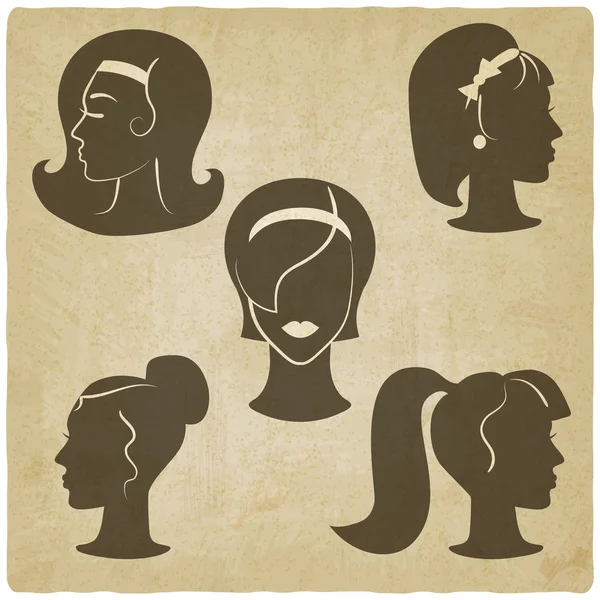 Peinados de mujer Fondo antiguo — Archivo Imágenes Vectoriales