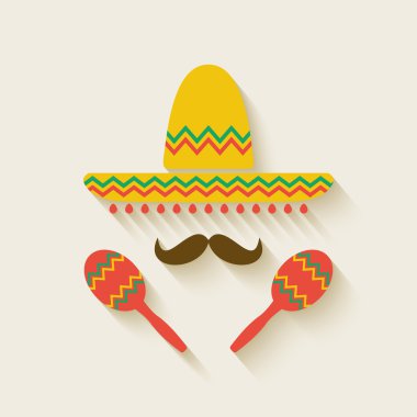 Mexican sombrero and  maracas clipart