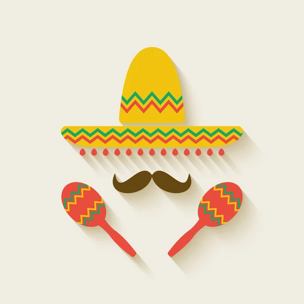 墨西哥宽边帽和马拉卡斯 图库插图
