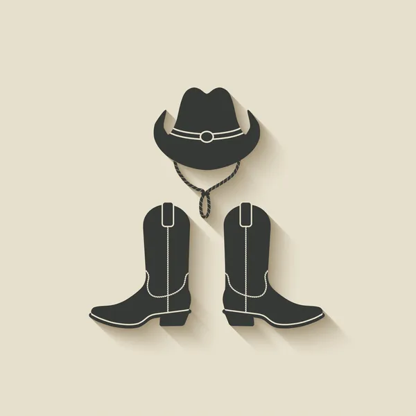 Cowboy cappello stivali icona — Vettoriale Stock
