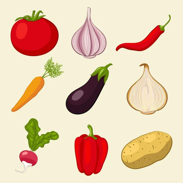 Vegetables icons set — Stock Vector