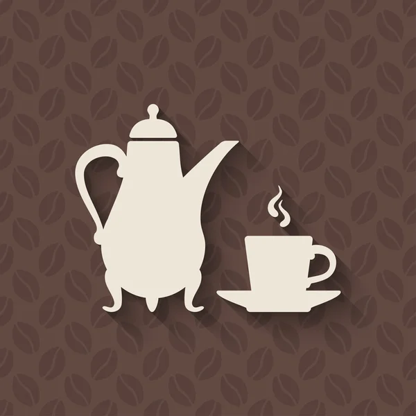 Kaffeekanne und Tasse auf nahtlosem Hintergrund — Stockvektor