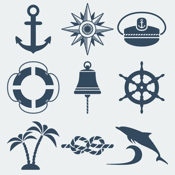 Nautical marine icons set — Stock Vector