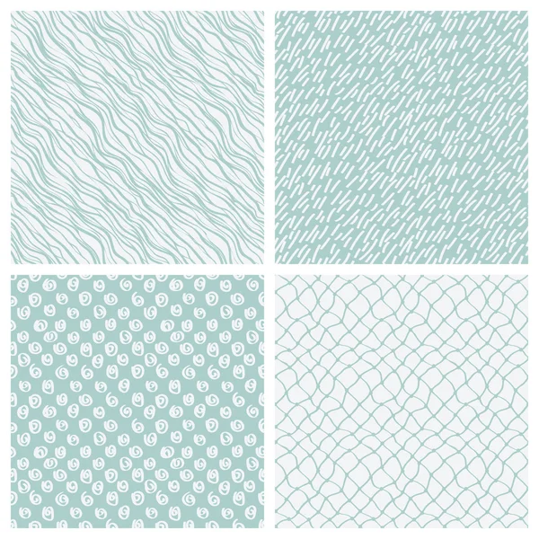 Simple hand-drawn seamless patterns set — Stock Vector