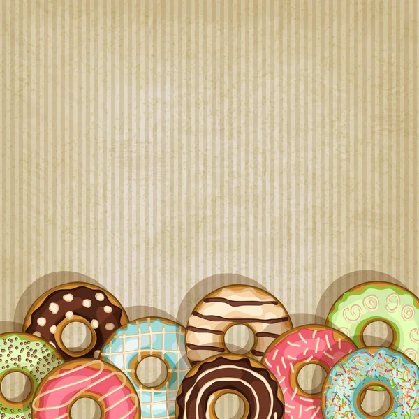 复古背景与甜甜圈 — 图库矢量图片