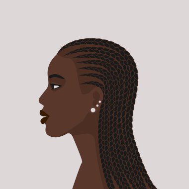 Afrikalı Saçlı Siyah Kız. Vektör illüstrasyonu