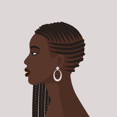 Afrikalı Saçlı Siyah Kız. Vektör illüstrasyonu