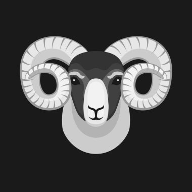 Ram Head siyah arka planda. Vektör illüstrasyonu
