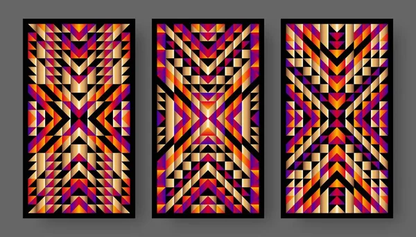 Tarot Kaarten Terug Set Helder Geometrisch Patroon Vectorillustratie — Stockvector