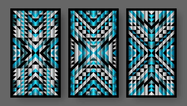 Tarot Cartes Retour Set Motif Géométrique Bleu Argent Illustration Vectorielle — Image vectorielle