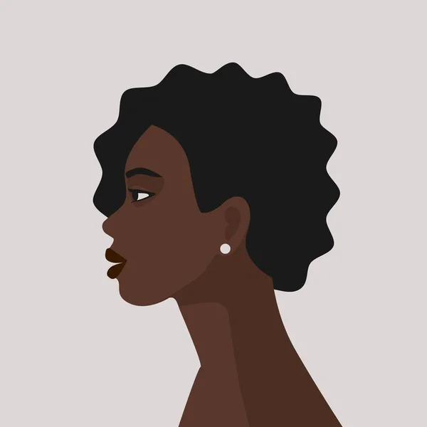 Menina Preta Bonita Perfil Ilustração Vetorial — Vetor de Stock