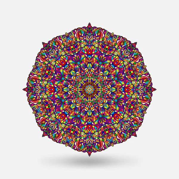 Modèle Kaléidoscope Circulaire Multicolore Lumineux Illustration Vectorielle — Image vectorielle