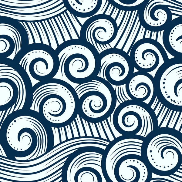 Olas Azules Mar Patrón Sin Costura Ilustración Vectorial — Archivo Imágenes Vectoriales