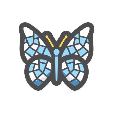 Kelebek Mozaik Güve Vektör Simgesi Çizim Çizimi