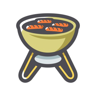 Izgara BBQ Ateş Vektör Çizgi Filmi illüstrasyonu