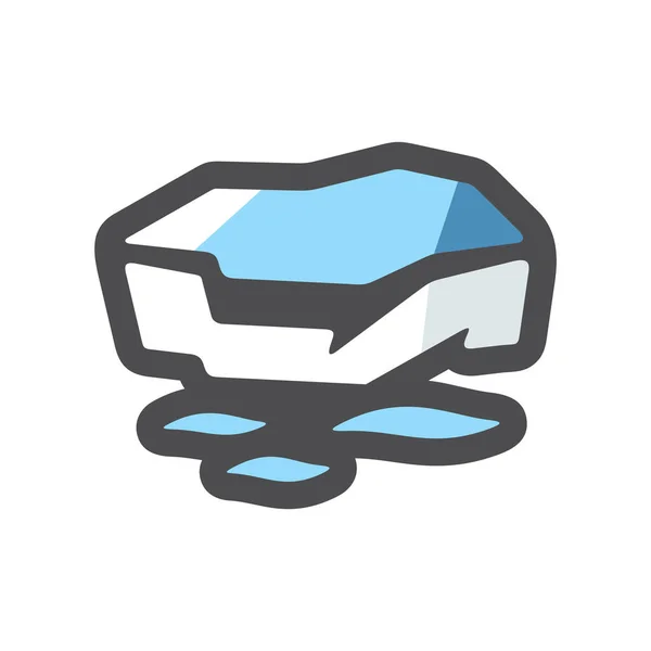 Ice Floe na vodě Vektorová ikona Cartoon ilustrace — Stockový vektor