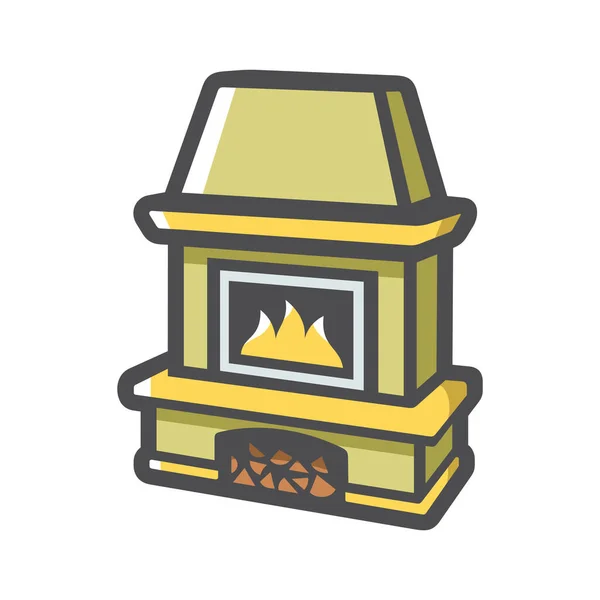 Fireplace Home hearth Vector icon Cartoon illustration — Stock Vector