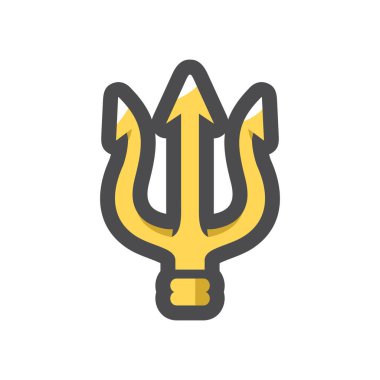 Altın Mızrak Silah Vektör Simgesi Çizim Çizimi.